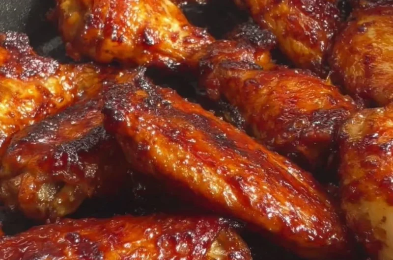 Crispy Air Fryer Soy Garlic Chicken Wings served on a plate with garnish
