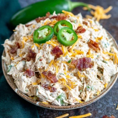 Delicious Jalapeno Popper Keto Chicken Salad served in a bowl