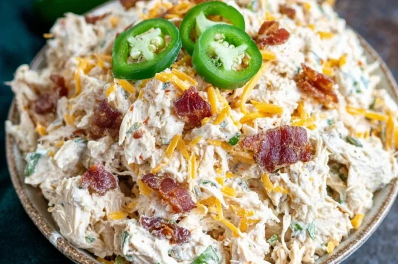 Delicious Jalapeno Popper Keto Chicken Salad served in a bowl