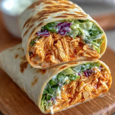 Spicy Buffalo Chicken Wraps served on a plate, perfect for a quick meal for two.