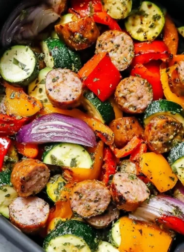 10-minute air fryer chicken sausage and veggies recipe