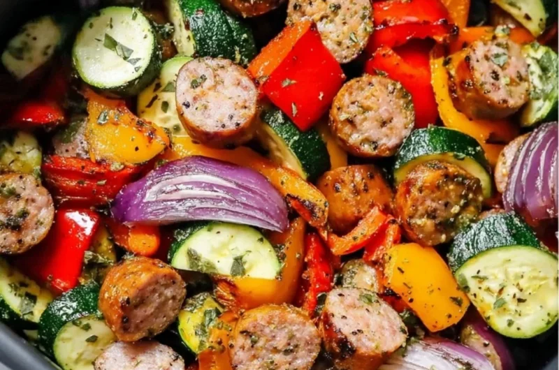 10-minute air fryer chicken sausage and veggies recipe
