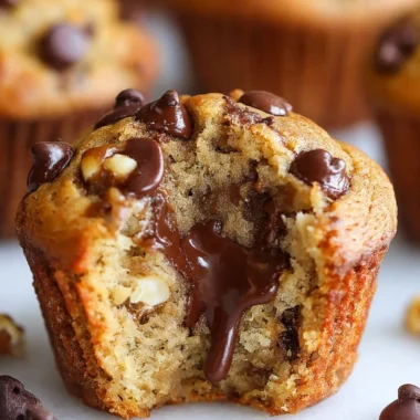Delicious banana chocolate chip muffins fresh out of the oven