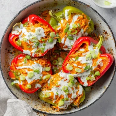 Buffalo Chicken Stuffed Peppers - Dairy Free and Low Carb