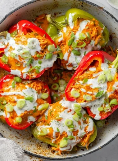 Buffalo Chicken Stuffed Peppers - Dairy Free and Low Carb