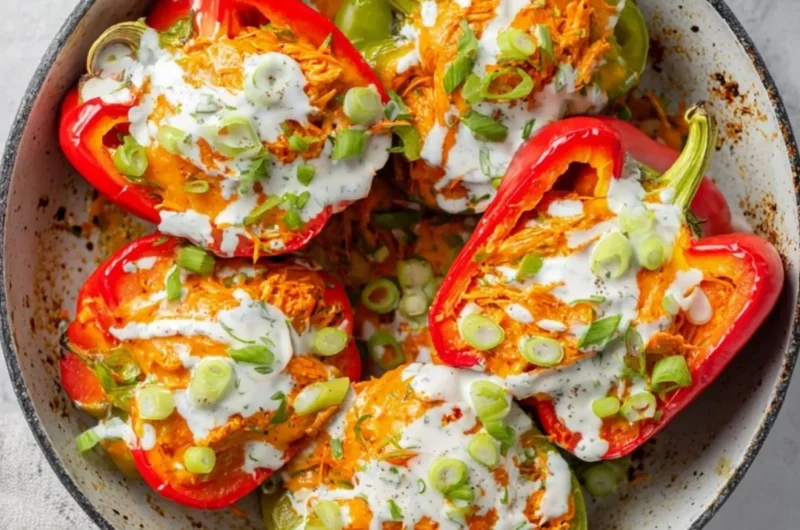 Buffalo Chicken Stuffed Peppers - Dairy Free and Low Carb