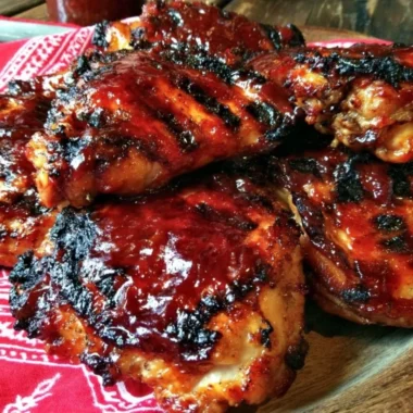 Delicious Cherry Dr Pepper BBQ Chicken served on a platter, showcasing vibrant colors.