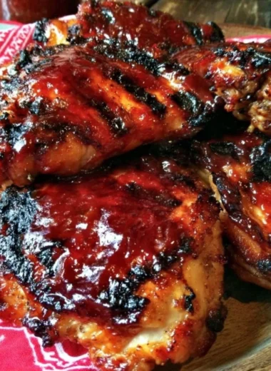 Delicious Cherry Dr Pepper BBQ Chicken served on a platter, showcasing vibrant colors.