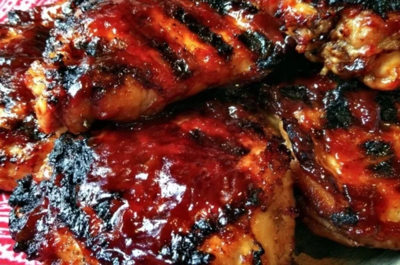 Delicious Cherry Dr Pepper BBQ Chicken served on a platter, showcasing vibrant colors.