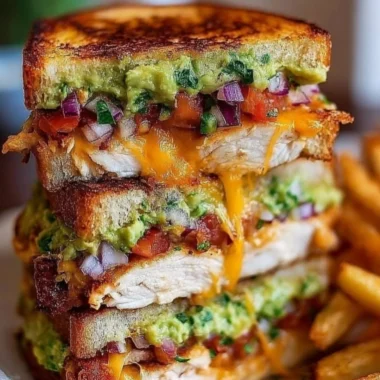 Delicious Chicken Avocado Melt Sandwich with cheese and fresh ingredients
