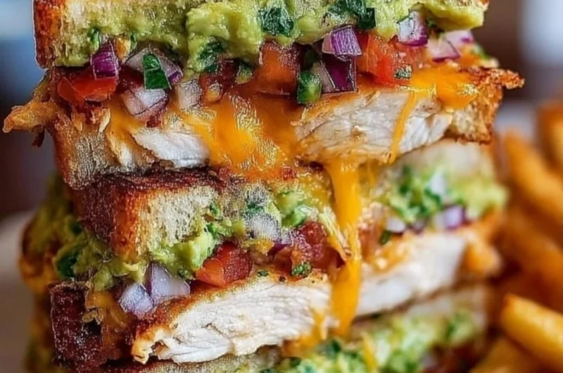 Delicious Chicken Avocado Melt Sandwich with cheese and fresh ingredients