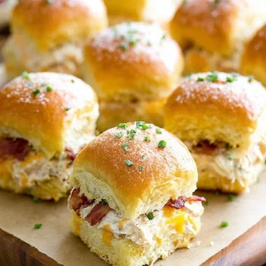 Chicken Bacon Ranch Pull Apart Rolls baked and ready to serve as sliders