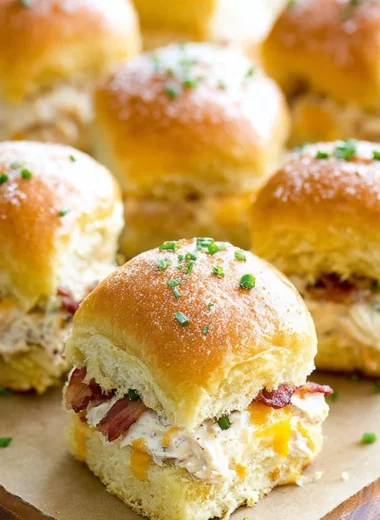 Chicken Bacon Ranch Pull Apart Rolls baked and ready to serve as sliders