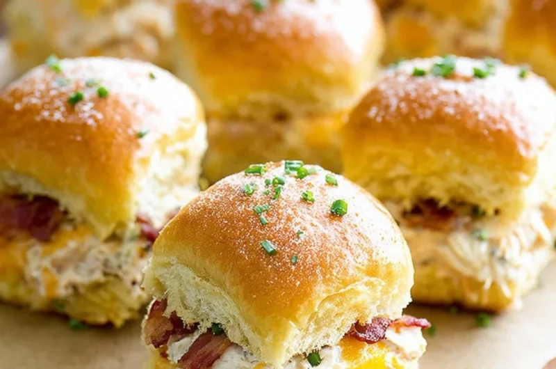 Chicken Bacon Ranch Pull Apart Rolls baked and ready to serve as sliders
