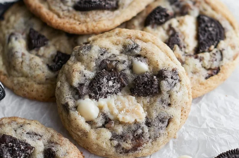 Delicious Cookies and Cream Cookies on a plate, perfect for dessert lovers.