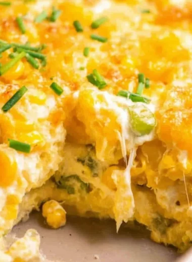 Delicious Cream Cheese Corn Casserole ready to serve.