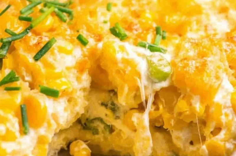 Delicious Cream Cheese Corn Casserole ready to serve.