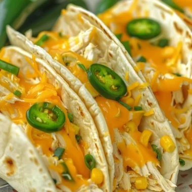 Delicious creamy chicken tacos served with fresh toppings