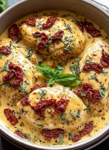 Crockpot Marry Me Chicken served with herbs and creamy sauce