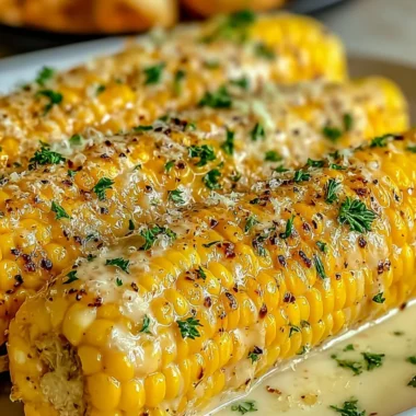 Garlic Parmesan Corn on the Cob with herbs and cheese