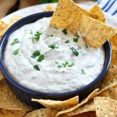 Homemade ranch dip served in a bowl with fresh veggies