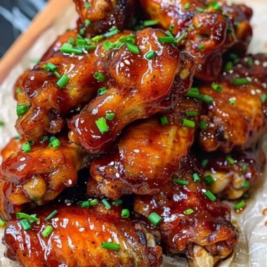 Honey BBQ Chicken Wings served on a platter, garnished with fresh herbs.
