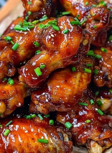 Honey BBQ Chicken Wings served on a platter, garnished with fresh herbs.