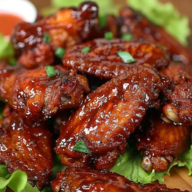 Delicious honey BBQ wings plated with garnishes
