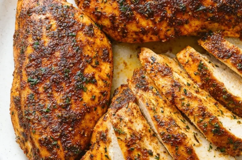 Juicy baked chicken breast cooked in 30 minutes with herbs and spices