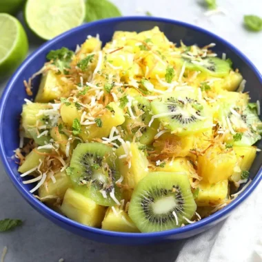 A colorful Pineapple Kiwi Salad featuring fresh fruits and vibrant presentation.