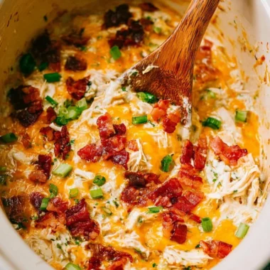 Delicious slow cooker crack chicken served with herbs and spices.