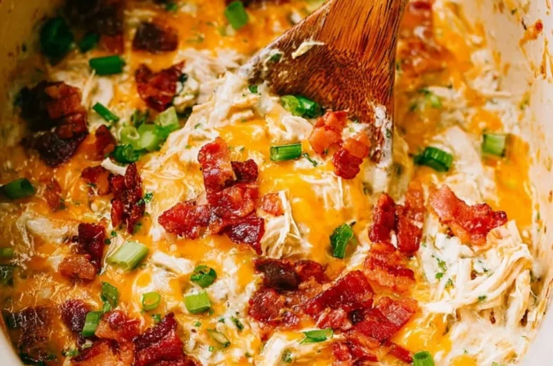 Delicious slow cooker crack chicken served with herbs and spices.