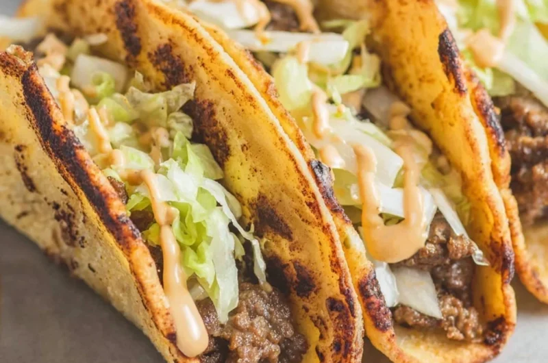 Delicious smash burger tacos served with fresh ingredients and vibrant toppings