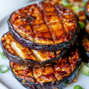 Crispy Air Fryer Eggplant slices seasoned with spices