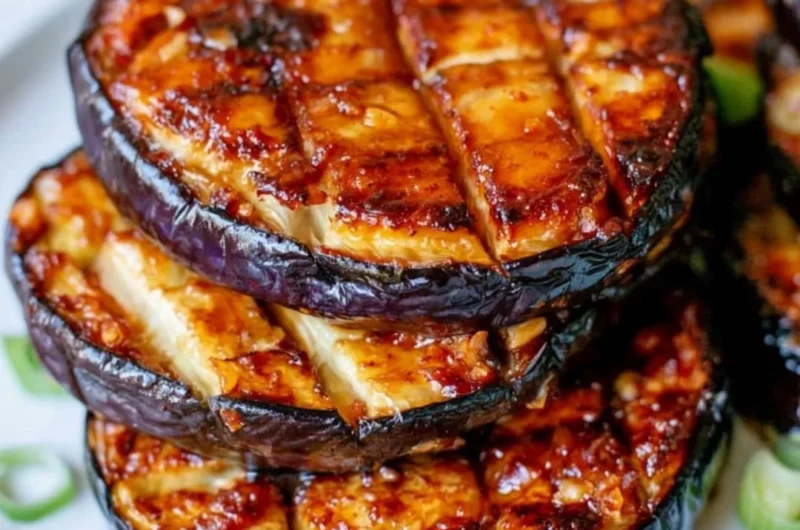 Crispy Air Fryer Eggplant slices seasoned with spices
