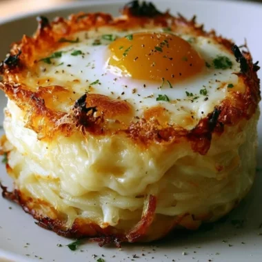 Delicious Baked Eggs Napoleon dish with fresh ingredients