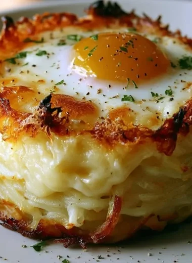 Delicious Baked Eggs Napoleon dish with fresh ingredients
