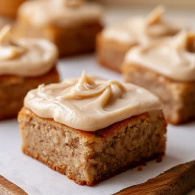 Delicious banana bread brownies topped with chocolate chips