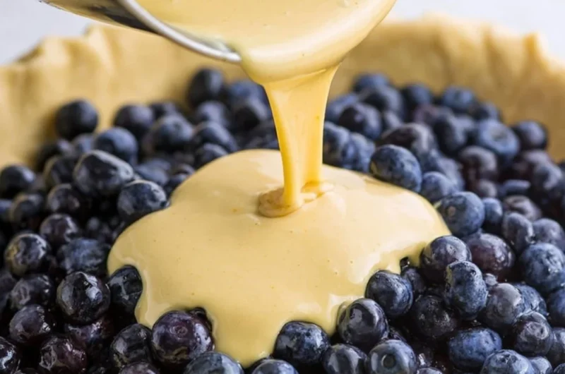 Delicious Blueberries and Cream Pie with a creamy texture and fresh blueberries