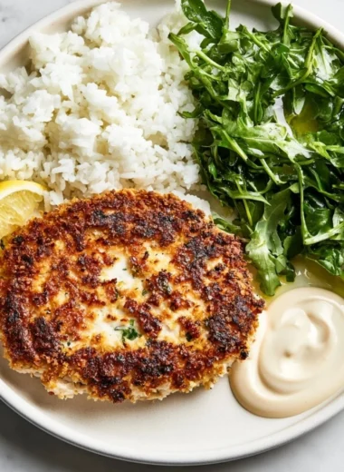 Golden-brown homemade Chicken Patties served with dipping sauce.