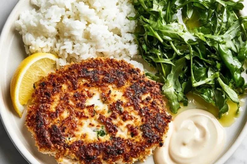 Golden-brown homemade Chicken Patties served with dipping sauce.