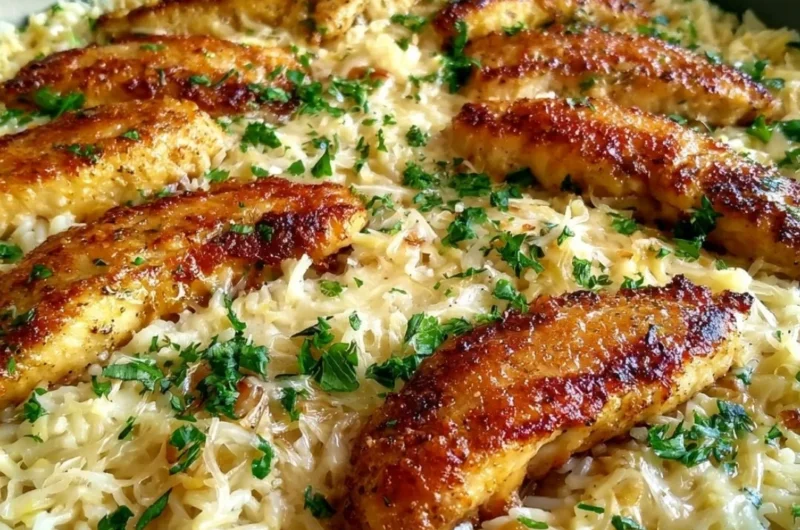 Delicious Chicken Scampi served with Garlic Parmesan Rice