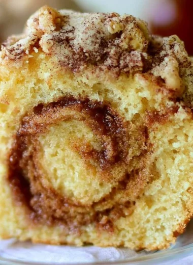 Delicious Cinnamon Swirl Coffee Cake on a plate