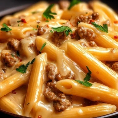Gordon Ramsay's ground turkey pasta dish served in a bowl with herbs and spices.