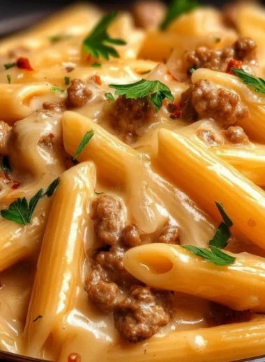 Gordon Ramsay's ground turkey pasta dish served in a bowl with herbs and spices.