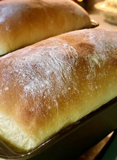 Homemade white bread loaves cooling on a wire rack.