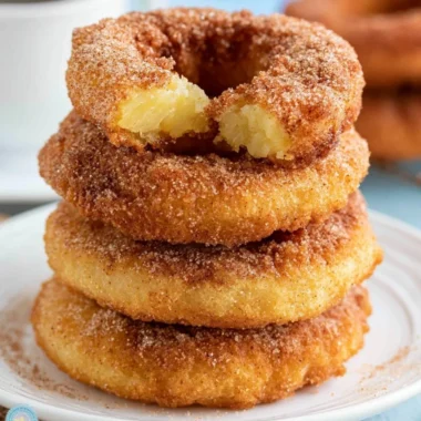 Delicious pineapple fritter rings served on a plate
