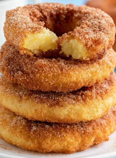 Delicious pineapple fritter rings served on a plate