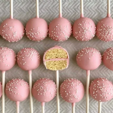 Starbucks copycat birthday cake pops on a decorative plate