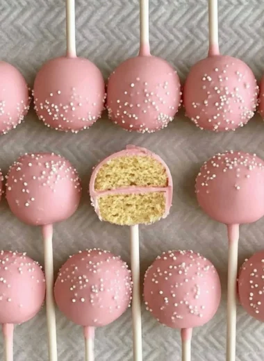 Starbucks copycat birthday cake pops on a decorative plate